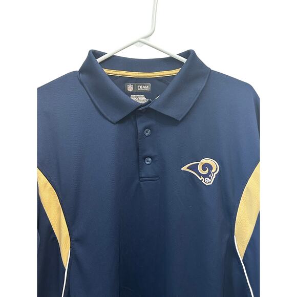 NFL Team Apparel St Louis Rams Polo Shirt Mens XL Blue Golf Football Performance - Picture 1 of 3